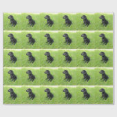 Schwarzer Labrador Retriever auf Gras Geschenkpapier (Flach)