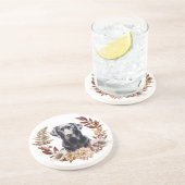 Schwarzer Labrador Retriever Autumn Kreath Getränkeuntersetzer (Seite)