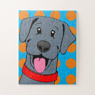 Schwarzer Labrador Retriever Cartoon Puzzle
