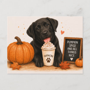 Schwarzer Labrador Retriever Cozy Pumpkin Spice Postkarte