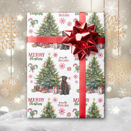 Schwarzer Labrador Retriever Dog Holiday Tree Geschenkpapier