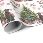 Schwarzer Labrador Retriever Dog Holiday Tree Geschenkpapier (Rolleneckpunkt)