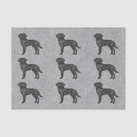 Schwarzer Labrador Retriever Dog Print Pattern Gra Seidenpapier (Vorderseite)