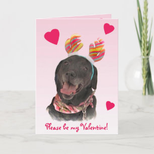 Schwarzer Labrador Retriever Dog Valentine Feiertagskarte