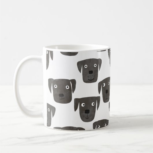 Schwarzer Labrador Retriever Dog Watercolor Kaffeetasse (Links)