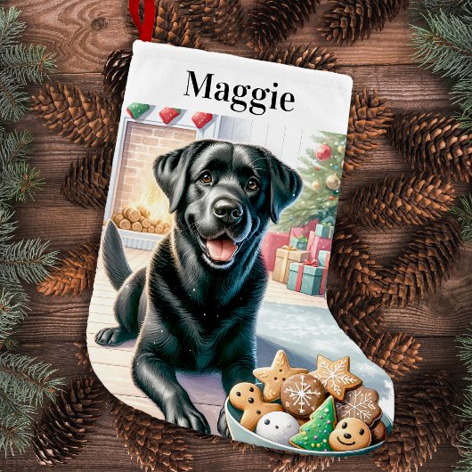 Schwarzer Labrador Retriever Festivals Holiday Dog Kleiner Weihnachtsstrumpf