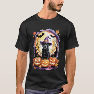 Schwarzer Labrador Retriever Halloween Hexenhut Fl T-Shirt