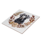 Schwarzer Labrador Retriever Herbstkranz Fliese (Seite)