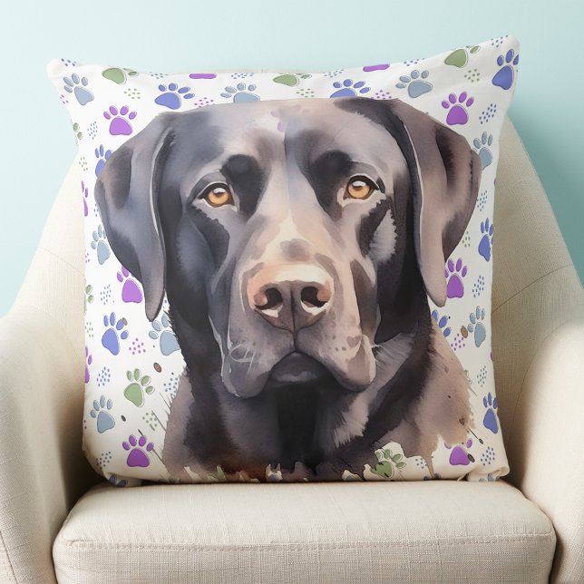 Schwarzer Labrador Retriever Hund farbenfrohe Paw  Kissen (Von Creator hochgeladen)