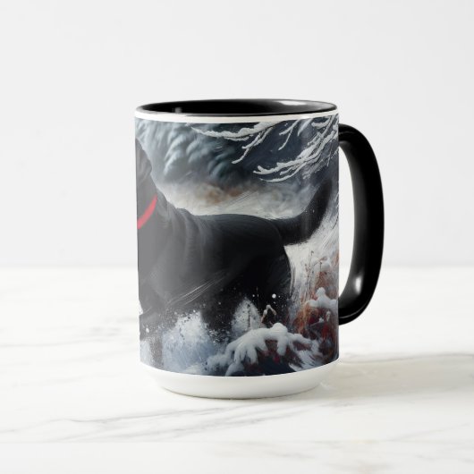 Schwarzer Labrador Retriever Hund in Winter Coffee Tasse (VorderseiteRechts)