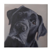Schwarzer Labrador Retriever Hund Keramik Fliese (Vorderseite)
