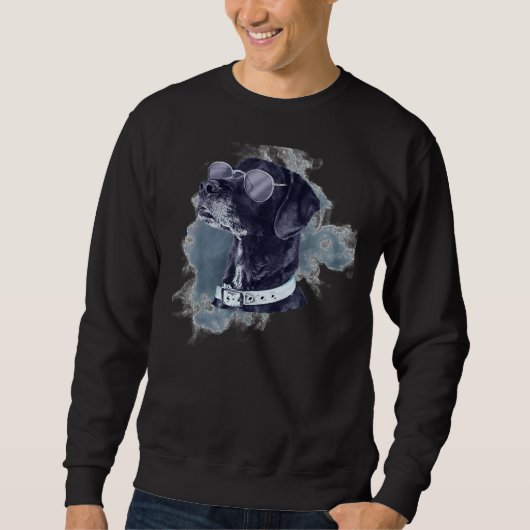 Schwarzer Labrador Retriever Hund mit Brille Hund Sweatshirt (Vorderseite)