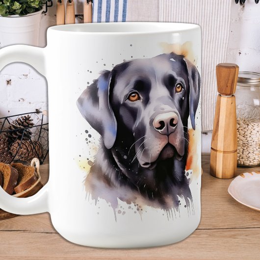 Schwarzer Labrador Retriever Hund Moderne Wasserfa Kaffeetasse