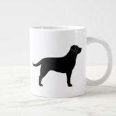 Schwarzer Labrador Retriever Hund Silhouetten Jumbo-Tasse (Rechts)