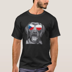 Schwarzer Labrador Retriever Hund Tschechische Fla T-Shirt