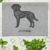 Schwarzer Labrador Retriever Hund und Individuelle Geschirrtuch (Gefaltet)