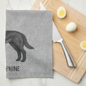 Schwarzer Labrador Retriever Hund und Individuelle Geschirrtuch (Viertel Falte)