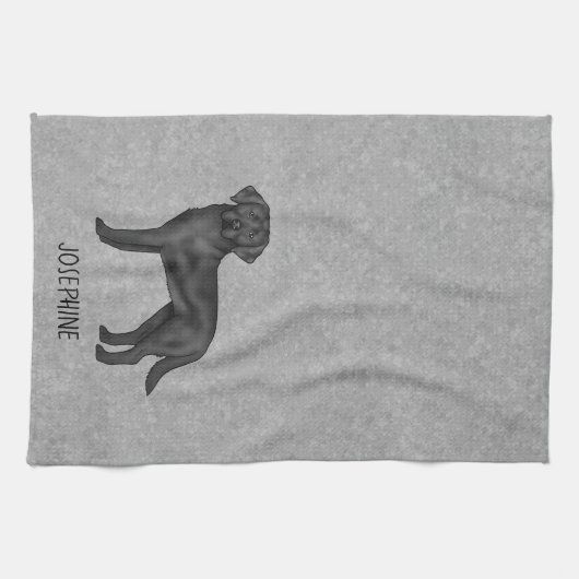 Schwarzer Labrador Retriever Hund und Individuelle Geschirrtuch (Horizontal)