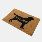 Schwarzer Labrador Retriever Hund Willkommenseintr Fußmatte (Schrägansicht)