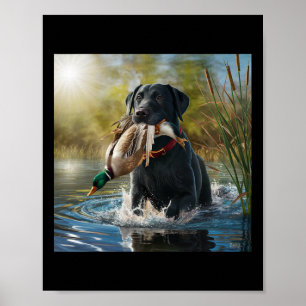Schwarzer Labrador Retriever Hunde Jagd Enten in e Poster