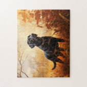 Schwarzer Labrador Retriever im Herbst Puzzle (Vertikal)