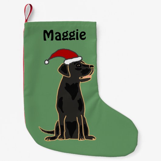 Schwarzer Labrador-Retriever im Kleiner Weihnachtsstrumpf (Vorderseite)