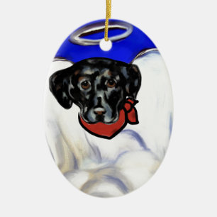 Schwarzer Labrador Retriever Keramik Ornament