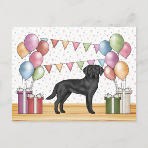 Schwarzer Labrador Retriever Lab Hund Farbige Gebu Postkarte