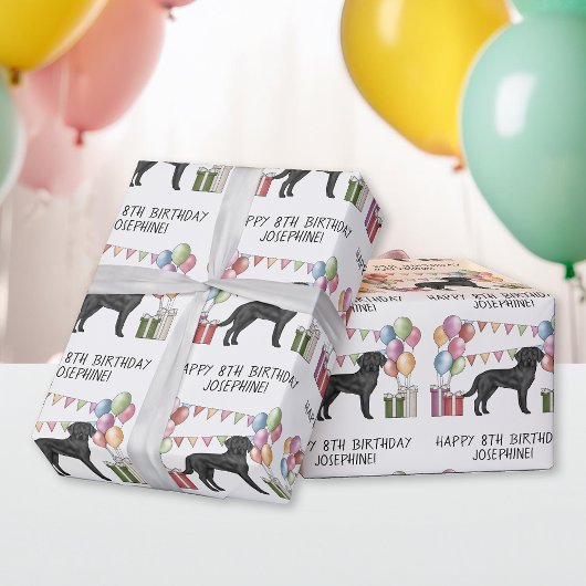 Schwarzer Labrador Retriever Labrador Hund farbenf Geschenkpapier