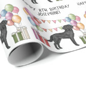 Schwarzer Labrador Retriever Labrador Hund farbenf Geschenkpapier (Rolleneckpunkt)
