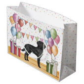 Schwarzer Labrador Retriever Labrador Hund farbenf Große Geschenktüte (Rückseite Schrägansicht)