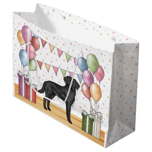 Schwarzer Labrador Retriever Labrador Hund farbenf Große Geschenktüte (Vorderseite Schrägansicht)