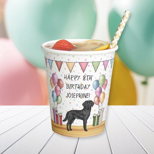 Schwarzer Labrador Retriever Labrador Hund farbenf Pappbecher