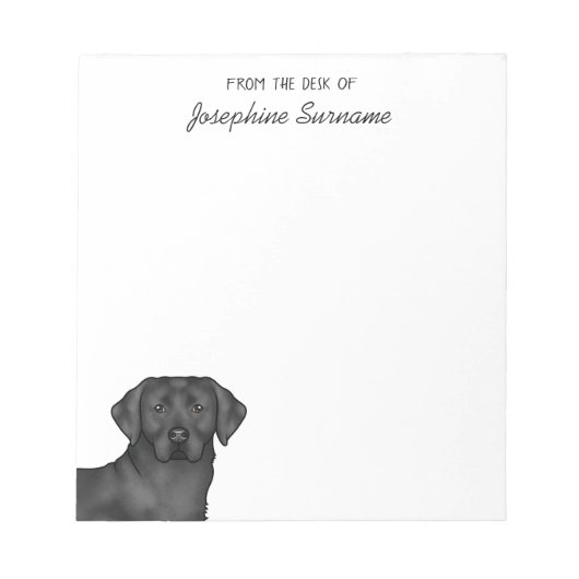 Schwarzer Labrador Retriever Labrador Personalisie Notizblock (Vorderseite)