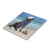 Schwarzer Labrador Retriever Matrose Fliese (Seite)