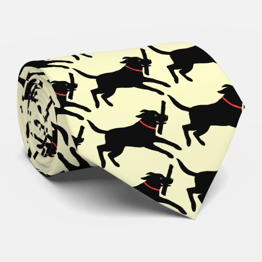 Schwarzer Labrador Retriever Muster läuft Krawatte (Gerollt)