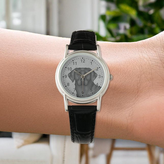 Schwarzer Labrador Retriever Niedlich Portrait Dog Armbanduhr (Von Creator hochgeladen)