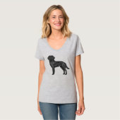 Schwarzer Labrador Retriever Niedlicher Cartoon Do T-Shirt (Vorderseite Vollansicht)