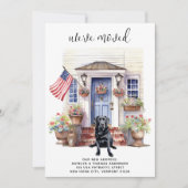 Schwarzer Labrador Retriever Patriotic Dog Moving Ankündigung (Vorderseite)