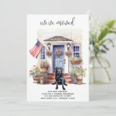 Schwarzer Labrador Retriever Patriotic Dog Moving Ankündigung (Stehend Vorderseite)