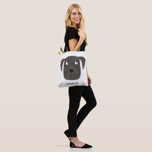Schwarzer Labrador Retriever Personalisiert Tasche (Am Model)