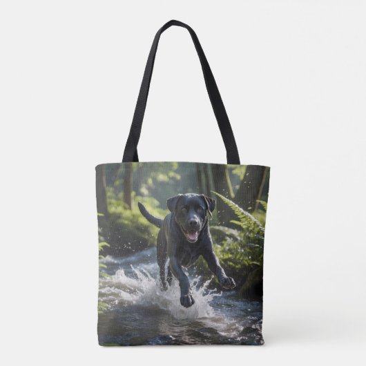Schwarzer Labrador Retriever Schultertasche Tasche (Rückseite)
