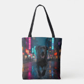 Schwarzer Labrador Retriever Schultertasche Tasche (Rückseite)