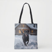 Schwarzer Labrador Retriever Schultertasche Tasche (Vorderseite)