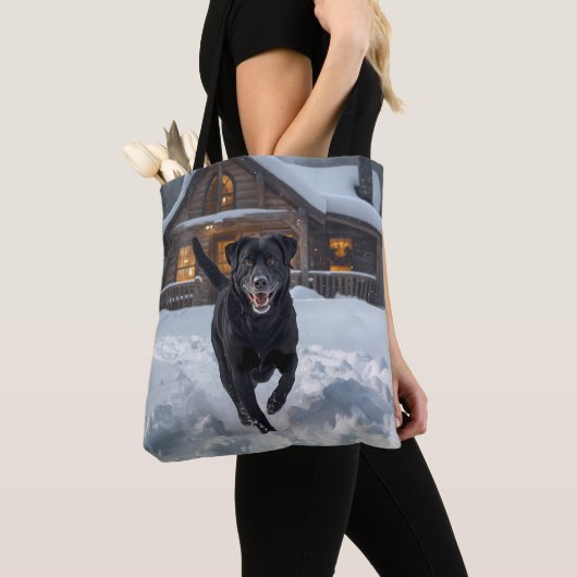Schwarzer Labrador Retriever Schultertasche Tasche (Von Nahem)