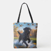 Schwarzer Labrador Retriever Schultertasche Tasche (Rückseite)