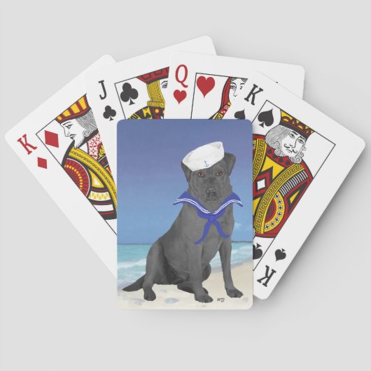 Schwarzer Labrador Retriever Seemann Spielkarten (Rückseite)