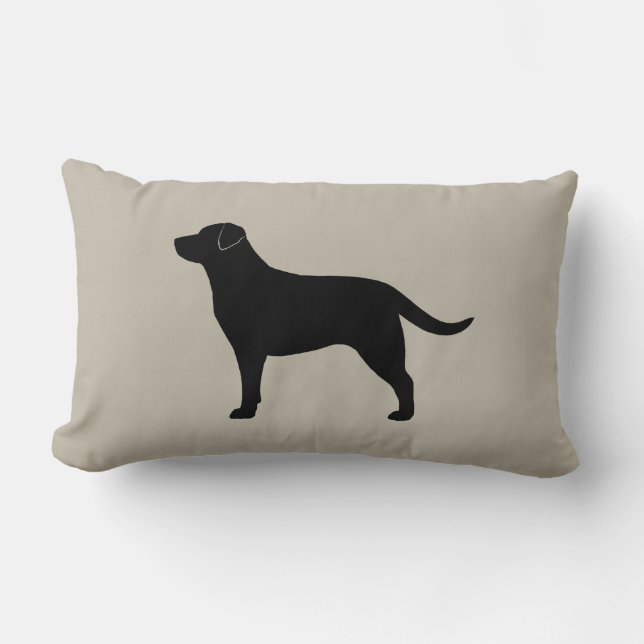 Schwarzer Labrador Retriever Silhouette Dekorativ Lendenkissen (Vorderseite)