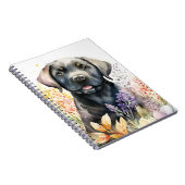 Schwarzer Labrador-Retriever und Blume Notizblock (Rechte Seite)