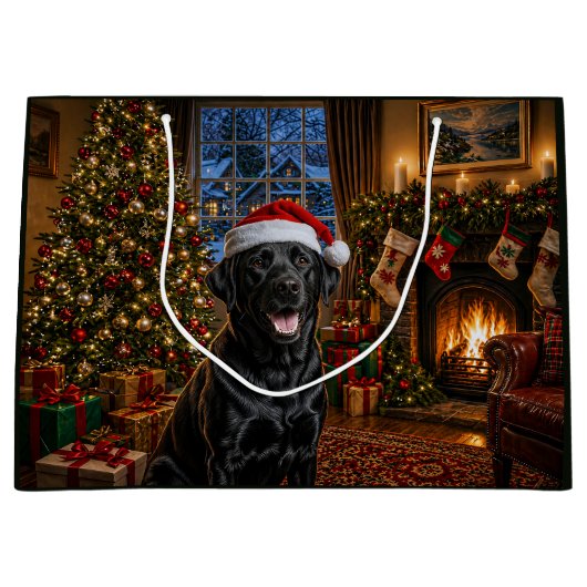 Schwarzer Labrador Retriever Urlaub Große Geschenktüte (Vorderseite)